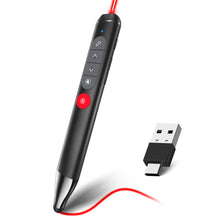 Load image into Gallery viewer, Presentation Clicker with Stylus Pen for Touch Screen, Clicker for Powerpoint Presentations, Computer Wireless Presenter Powerpoint Clicker with Laser Pointer for Presentations Remote Smartboard