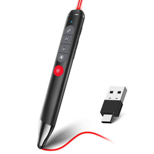 Presentation Clicker with Stylus Pen for Touch Screen, Clicker for Powerpoint Presentations, Computer Wireless Presenter Powerpoint Clicker with Laser Pointer for Presentations Remote Smartboard