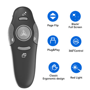Wireless Presenter Remote, PowerPoint Clicker with Laser Pointer, USB Slide Clicker for Computer & Laptop