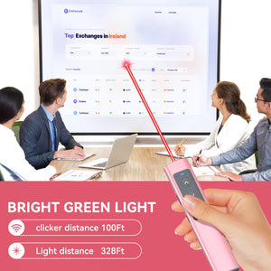 Pink Presentation Clicker for PowerPoint Presentations, Wireless Presenter PowerPoint Clicker with Red Light, [Aluminum Alloy] PPT Slideshow Remote Clicker for Mac, Computer