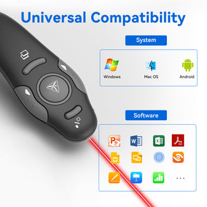 Wireless Presenter Remote, PowerPoint Clicker with Laser Pointer, USB Slide Clicker for Computer & Laptop