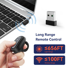 Load image into Gallery viewer, Finger Ring Presentation Clicker Wireless Presenter Remote: USB Rechargeable Clicker for PowerPoint Presentations, PowerPoint Clicker with Laser Pointer, Multi-OS Compatible