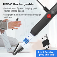 Load image into Gallery viewer, Presentation Clicker with Stylus Pen for Touch Screen, Clicker for Powerpoint Presentations, Computer Wireless Presenter Powerpoint Clicker with Laser Pointer for Presentations Remote Smartboard