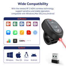 Load image into Gallery viewer, Finger Ring Presentation Clicker Wireless Presenter Remote: USB Rechargeable Clicker for PowerPoint Presentations, PowerPoint Clicker with Laser Pointer, Multi-OS Compatible
