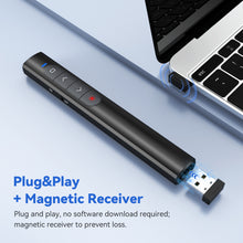 Load image into Gallery viewer, Presentation Clicker Wireless Presenter Remote, PowerPoint Clicker Computer Clicker with Red Light, Clickers for PowerPoint Presentations Slide Advancer with Volume Control for Mac/Laptop/Computer