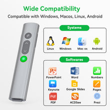 Load image into Gallery viewer, Presentation Clickers for PowerPoint Presentations, [Aluminum Alloy] + [2 in 1 USB C/A] PowerPoint Clicker with Laser Pointer Wireless Presenter PPT Slide Remote Control Clicker for Mac, Computer