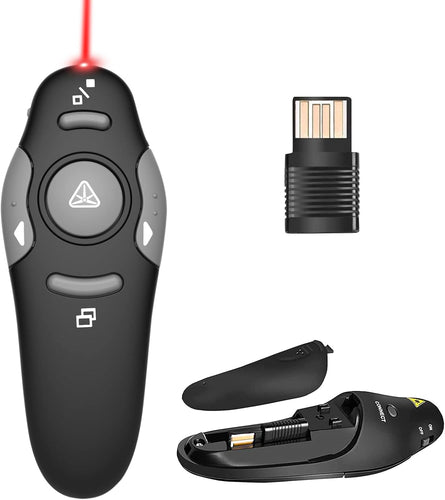 Wireless Presenter Remote, PowerPoint Clicker with Laser Pointer, USB Slide Clicker for Computer & Laptop
