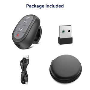 Finger Ring Presentation Clicker Wireless Presenter Remote: USB Rechargeable Clicker for PowerPoint Presentations, PowerPoint Clicker with Laser Pointer, Multi-OS Compatible