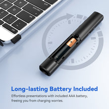 Load image into Gallery viewer, Presentation Clicker Wireless Presenter Remote, PowerPoint Clicker Computer Clicker with Red Light, Clickers for PowerPoint Presentations Slide Advancer with Volume Control for Mac/Laptop/Computer