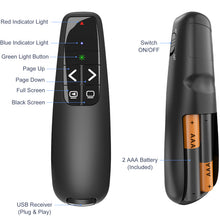 Load image into Gallery viewer, [2 in 1 USB C/A] Presentation Clickers, Powerpoint Clicker Wireless Presenter Remote, Presentation Pointer with Green Light PPT Slideshow Advancer Remote Control Slide Clicker for Mac, Computer