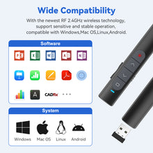 Load image into Gallery viewer, Presentation Clicker Wireless Presenter Remote, PowerPoint Clicker Computer Clicker with Red Light, Clickers for PowerPoint Presentations Slide Advancer with Volume Control for Mac/Laptop/Computer