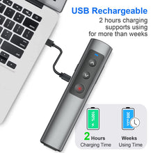 Load image into Gallery viewer, Metallic Presentation Clicker Presenter Remote - Rechargeable Wireless Presenter with Red Laser Pointer, 2-in-1 USB C Clicker for PowerPoint &amp; Google Slides, Compatible with MacBook/Computer/Laptop